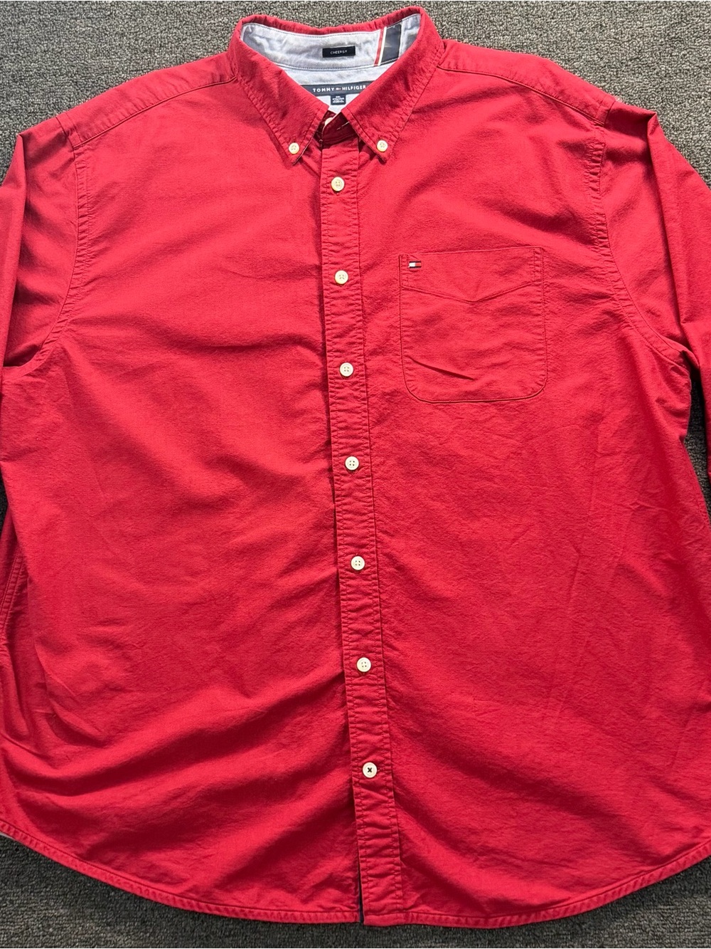 Tommy Hilfiger Men's Red Long-Sleeve Button-Down Shirt